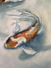 Load image into Gallery viewer, Close up of orange and white Koi on canvas