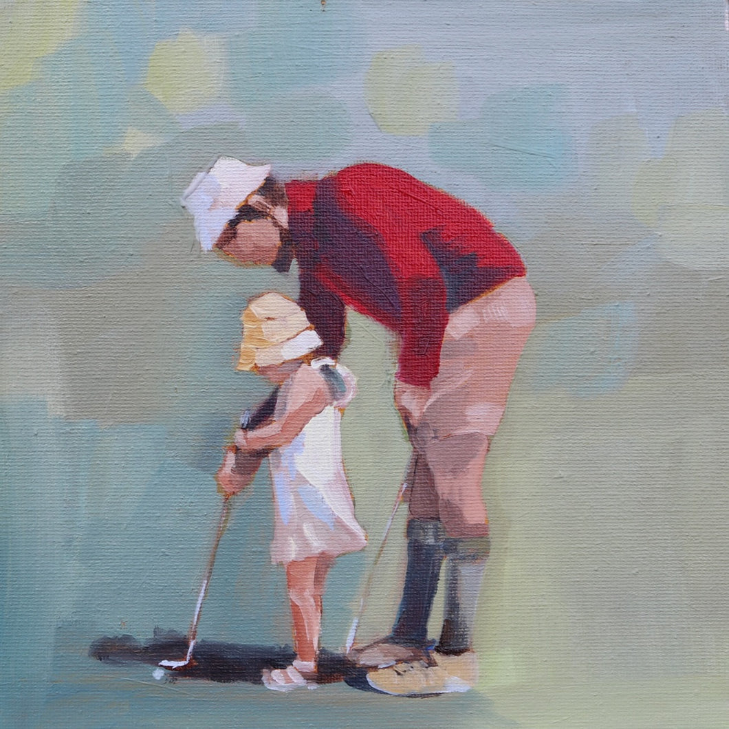 Guiding her swing Original Oil Painting (20x20cm)