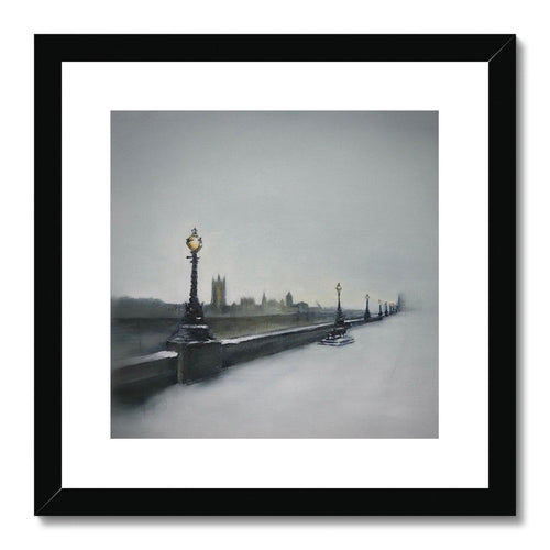 London Southbank on a Snowy Morning Framed & Mounted Print - Heather Bailey Art