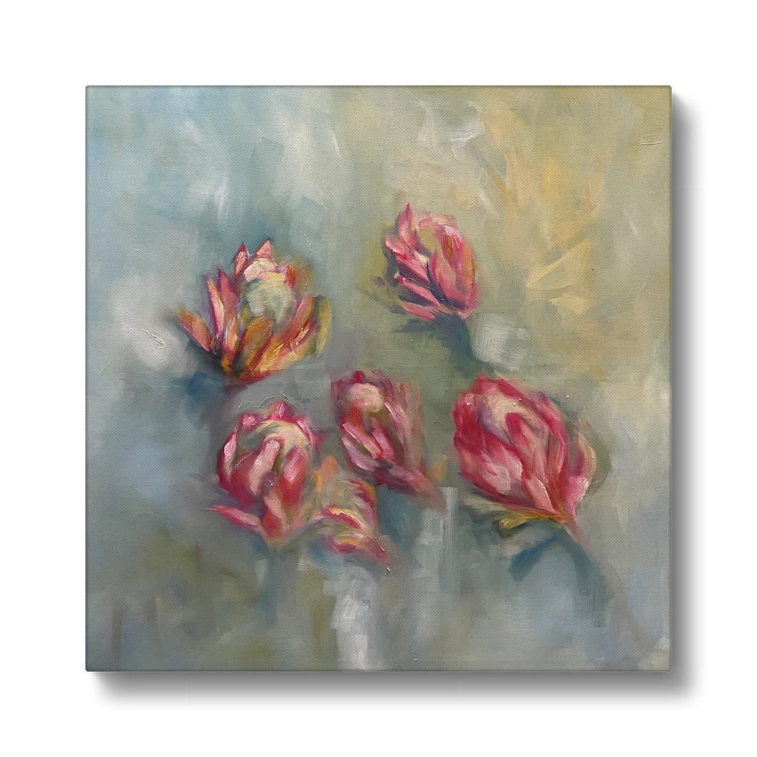 Red Holiday Protea Canvas