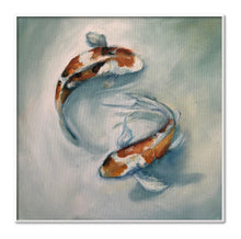 Load image into Gallery viewer, Framed Red &amp; Orange Koi in shallow water
