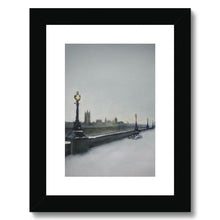 Load image into Gallery viewer, London Southbank on a Snowy Morning Framed &amp; Mounted Print - Heather Bailey Art
