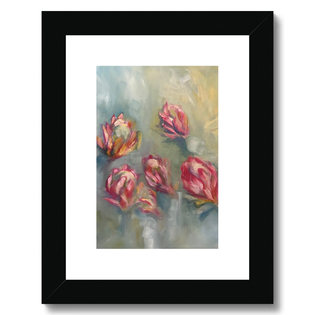 Red Holiday Protea Framed & Mounted Print